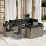 vidaXL 9-delige Loungeset met kussens poly rattan zwart