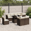 vidaXL 9-delige Loungeset met kussens poly rattan zwart