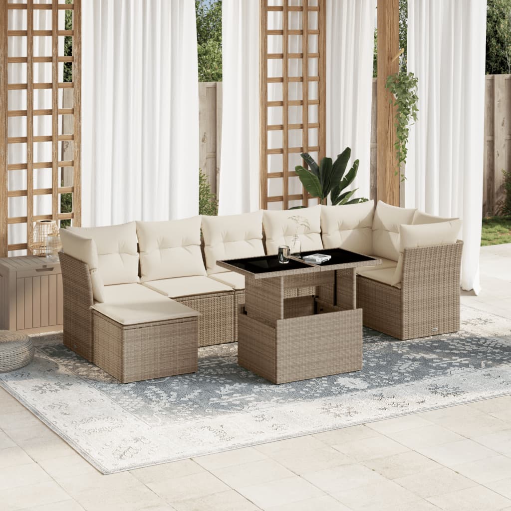 vidaXL 8-delige Loungeset met kussens poly rattan zwart