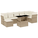 vidaXL 8-delige Loungeset met kussens poly rattan zwart