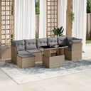 vidaXL 8-delige Loungeset met kussens poly rattan zwart