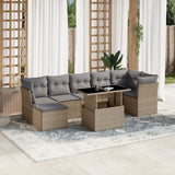 vidaXL 8-delige Loungeset met kussens poly rattan zwart