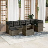vidaXL 8-delige Loungeset met kussens poly rattan zwart