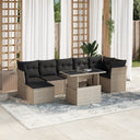 vidaXL 8-delige Loungeset met kussens poly rattan zwart