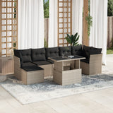vidaXL 8-delige Loungeset met kussens poly rattan zwart