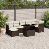 vidaXL 8-delige Loungeset met kussens poly rattan zwart