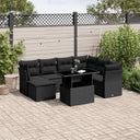 vidaXL 8-delige Loungeset met kussens poly rattan zwart