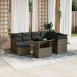vidaXL 8-delige Loungeset met kussens poly rattan zwart