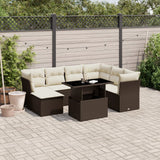 vidaXL 8-delige Loungeset met kussens poly rattan zwart