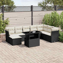 vidaXL 9-delige Loungeset met kussens poly rattan zwart