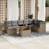 vidaXL 9-delige Loungeset met kussens poly rattan zwart