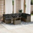 vidaXL 9-delige Loungeset met kussens poly rattan zwart