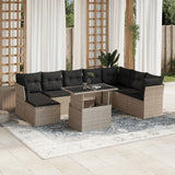 vidaXL 9-delige Loungeset met kussens poly rattan zwart