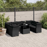vidaXL 10-delige Loungeset met kussens poly rattan zwart