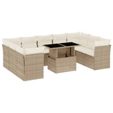 vidaXL 10-delige Loungeset met kussens poly rattan zwart