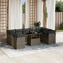 vidaXL 10-delige Loungeset met kussens poly rattan zwart