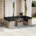 vidaXL 10-delige Loungeset met kussens poly rattan zwart