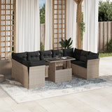 vidaXL 10-delige Loungeset met kussens poly rattan zwart