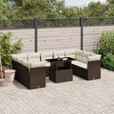 vidaXL 10-delige Loungeset met kussens poly rattan zwart