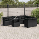 vidaXL 10-Piece Lounge Set with Cushions Poly Rattan Black