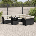 vidaXL 10-Piece Lounge Set with Cushions Poly Rattan Black