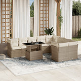vidaXL 10-Piece Lounge Set with Cushions Poly Rattan Black