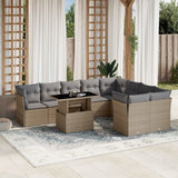 vidaXL 10-Piece Lounge Set with Cushions Poly Rattan Black