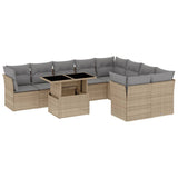 vidaXL 10-Piece Lounge Set with Cushions Poly Rattan Black