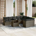 vidaXL 10-Piece Lounge Set with Cushions Poly Rattan Black