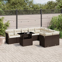 vidaXL 10-Piece Lounge Set with Cushions Poly Rattan Black