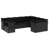 vidaXL 10-piece Lounge Set with Cushions Poly Rattan Black
