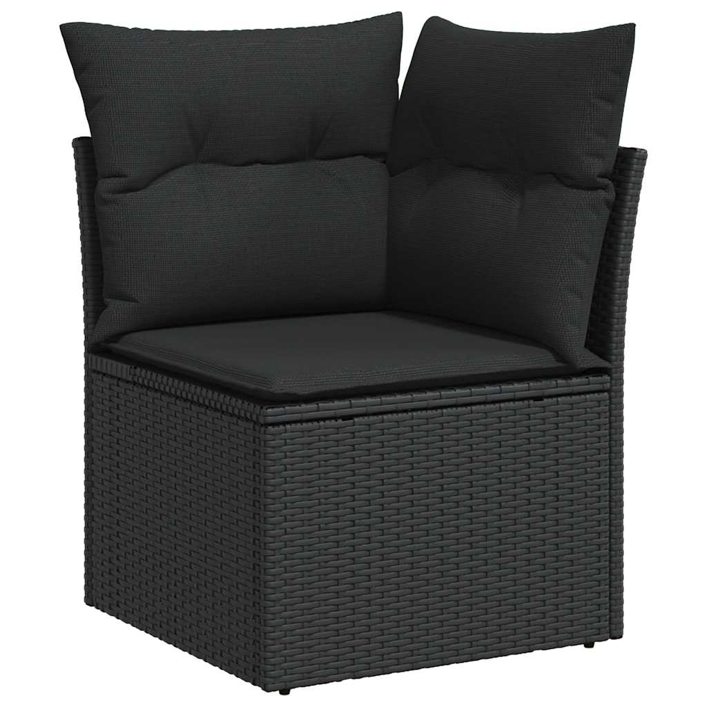 vidaXL 10-piece Lounge Set with Cushions Poly Rattan Black