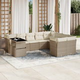 vidaXL 10-piece Lounge Set with Cushions Poly Rattan Black