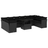vidaXL 11-delige Loungeset met kussens poly rattan zwart