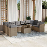 vidaXL 11-delige Loungeset met kussens poly rattan zwart