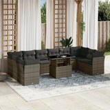 vidaXL 11-delige Loungeset met kussens poly rattan zwart
