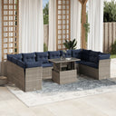 vidaXL 11-piece Garden Lounge Set with Cushions, Grey Poly Rattan
