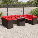 vidaXL 11-piece Garden Lounge Set with Cushions, Grey Poly Rattan