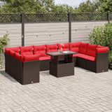 vidaXL 11-piece Garden Lounge Set with Cushions, Grey Poly Rattan