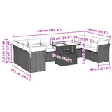 vidaXL 11-piece Garden Lounge Set with Cushions, Grey Poly Rattan