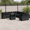 vidaXL 11-Piece Lounge Set with Cushions Poly Rattan Black