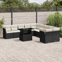 vidaXL 11-Piece Lounge Set with Cushions Poly Rattan Black