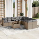 vidaXL 11-Piece Lounge Set with Cushions Poly Rattan Black