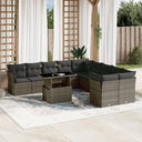 vidaXL 11-Piece Lounge Set with Cushions Poly Rattan Black