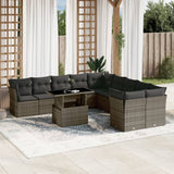 vidaXL 11-Piece Lounge Set with Cushions Poly Rattan Black
