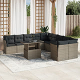 vidaXL 11-Piece Lounge Set with Cushions Poly Rattan Black