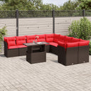 vidaXL 11-delige tuinbankset met kussens, grijs polyrotan