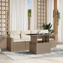 vidaXL 5-delige Loungeset met kussens poly rattan zwart
