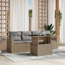 vidaXL 5-delige Loungeset met kussens poly rattan zwart