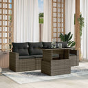 vidaXL 5-delige Loungeset met kussens poly rattan zwart